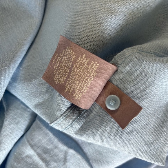 Ted Baker LINEN Blend Sky Blue Casual Button Down Shirt - Picture 3 of 7